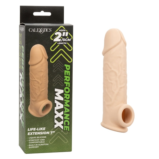 Performance Maxx Life-Like Extension 7 Inch Ivory with Built-In Scrotum Strap and Stretchy Liquid Silicone Sleeve Default Title SLEEVES