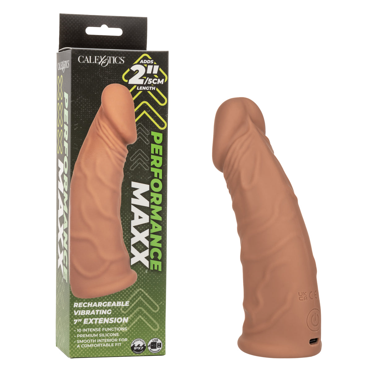 Performance Maxx 7 Inch Rechargeable Vibrating Extension Brown Brown SLEEVES
