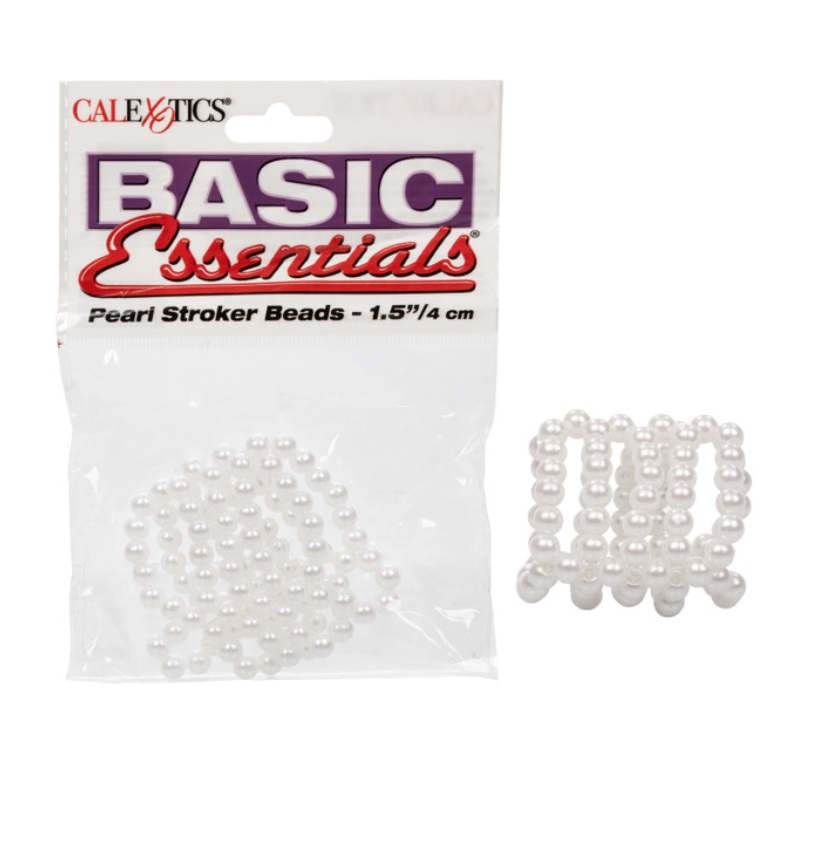 Basic Essentials Pearl Stroker Beads White 1.5 Inch / 3.75 cm Clear Strokers - Manual