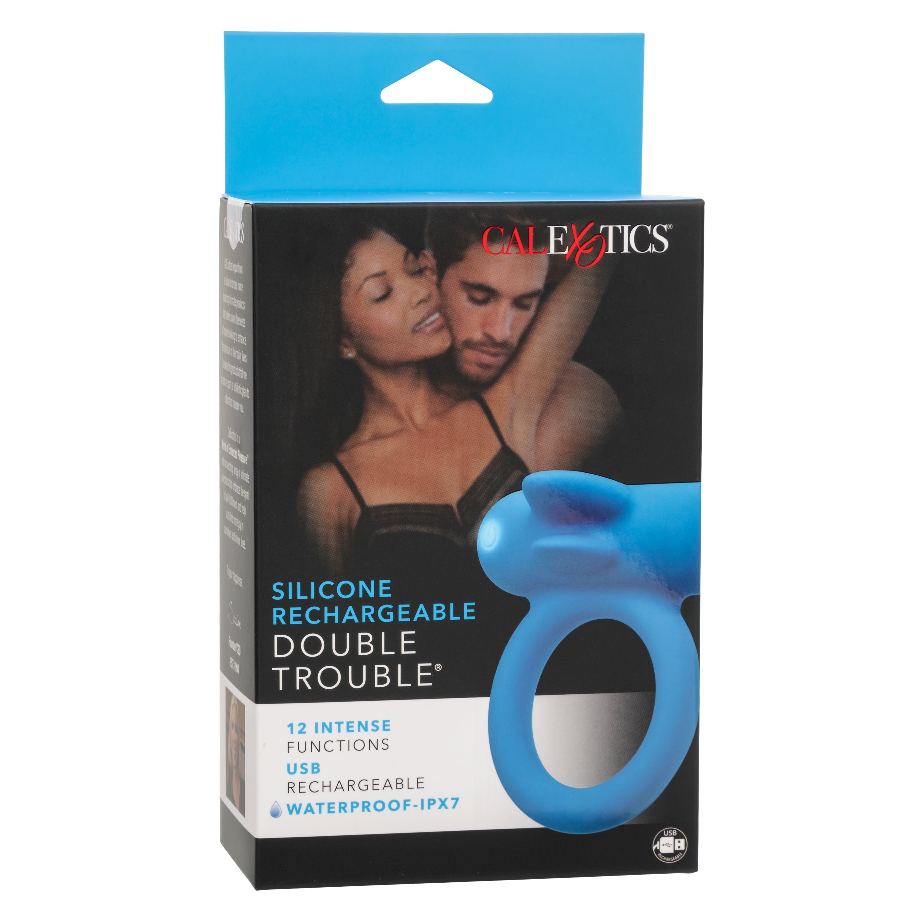 Silicone Rechargeable Double Trouble Blue Waterproof Couples Vibrating Ring Default Title Cock Rings Vibrating