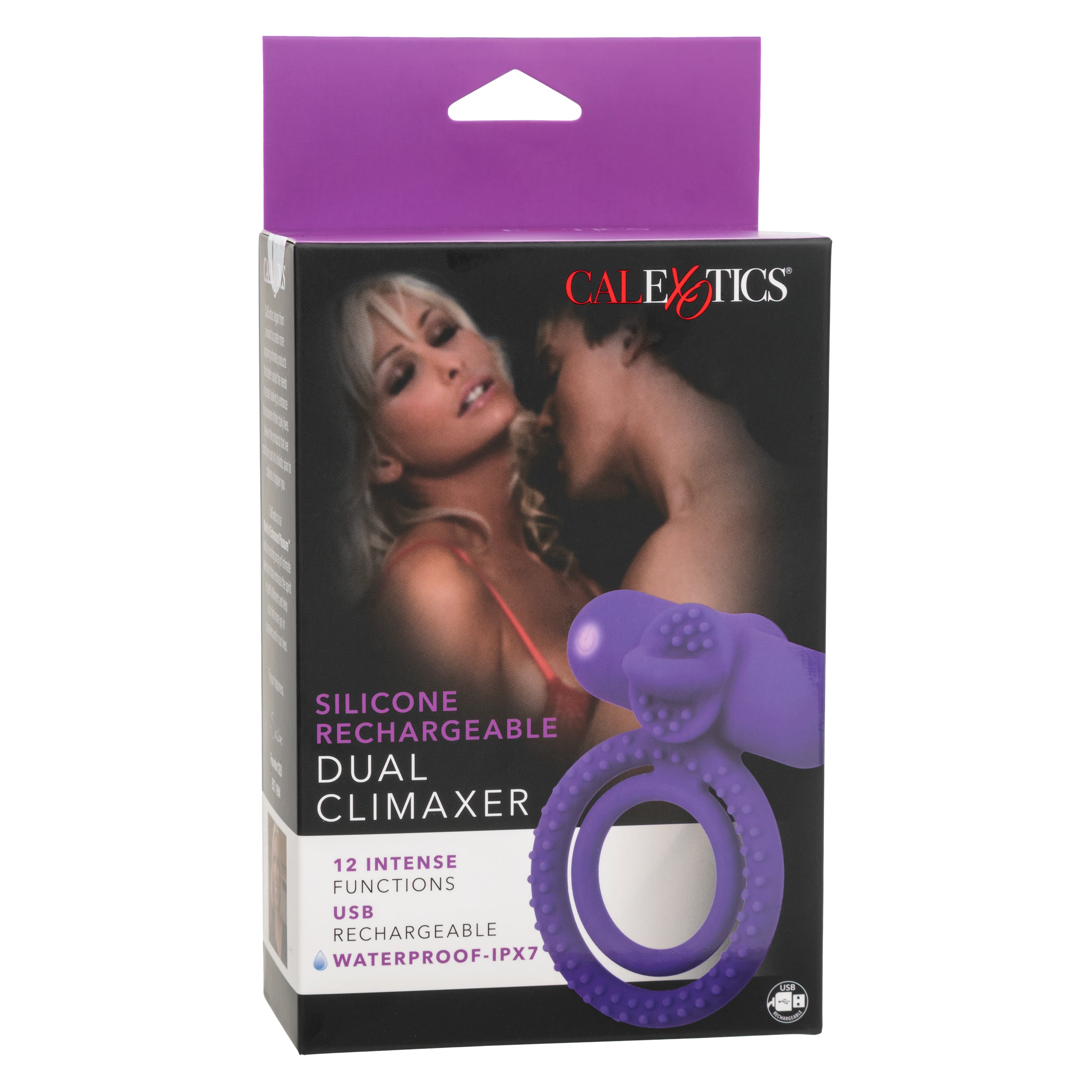 Silicone Rechargeable Dual Climaxer Vibrating Couples Enhancer Purple Waterproof USB Rechargeable Default Title Couples Toys