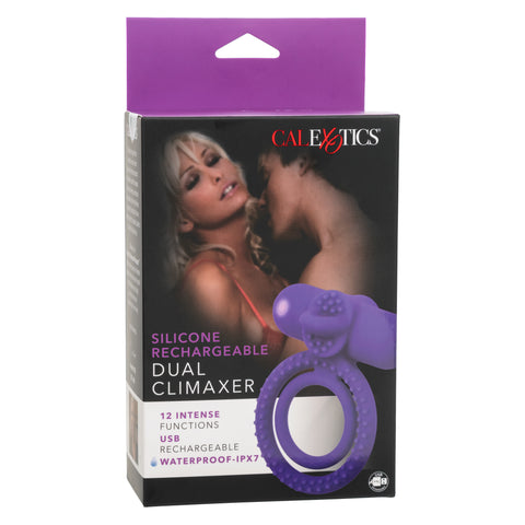 Silicone Rechargeable Dual Climaxer Vibrating Couples Enhancer Purple Waterproof USB Rechargeable Default Title Couples Toys