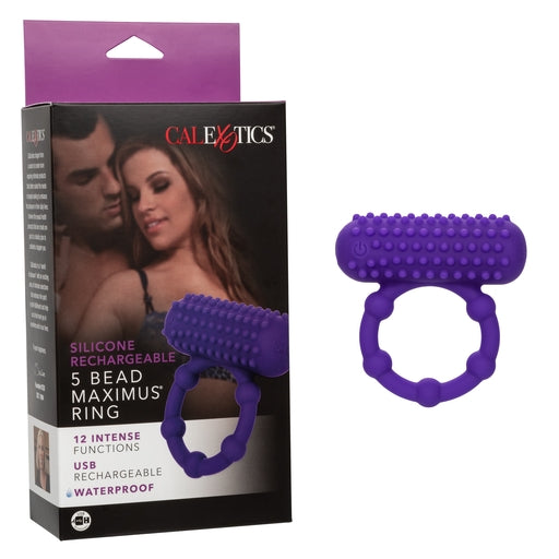 Maximus 5 Bead Rechargeable Cock Ring – Waterproof Vibrating Cock Ring Purple > Cock Ring > Vibrating