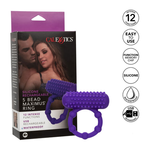 5 Bead Maximus Rechargeable Cock Ring Cock Rings Vibrating