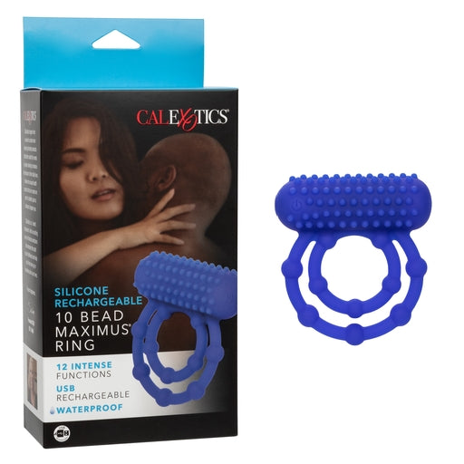 Maximus 10 Bead Rechargeable (Black) – Stretchy Silicone Cock Ring Blue > Cock Ring > Vibrating