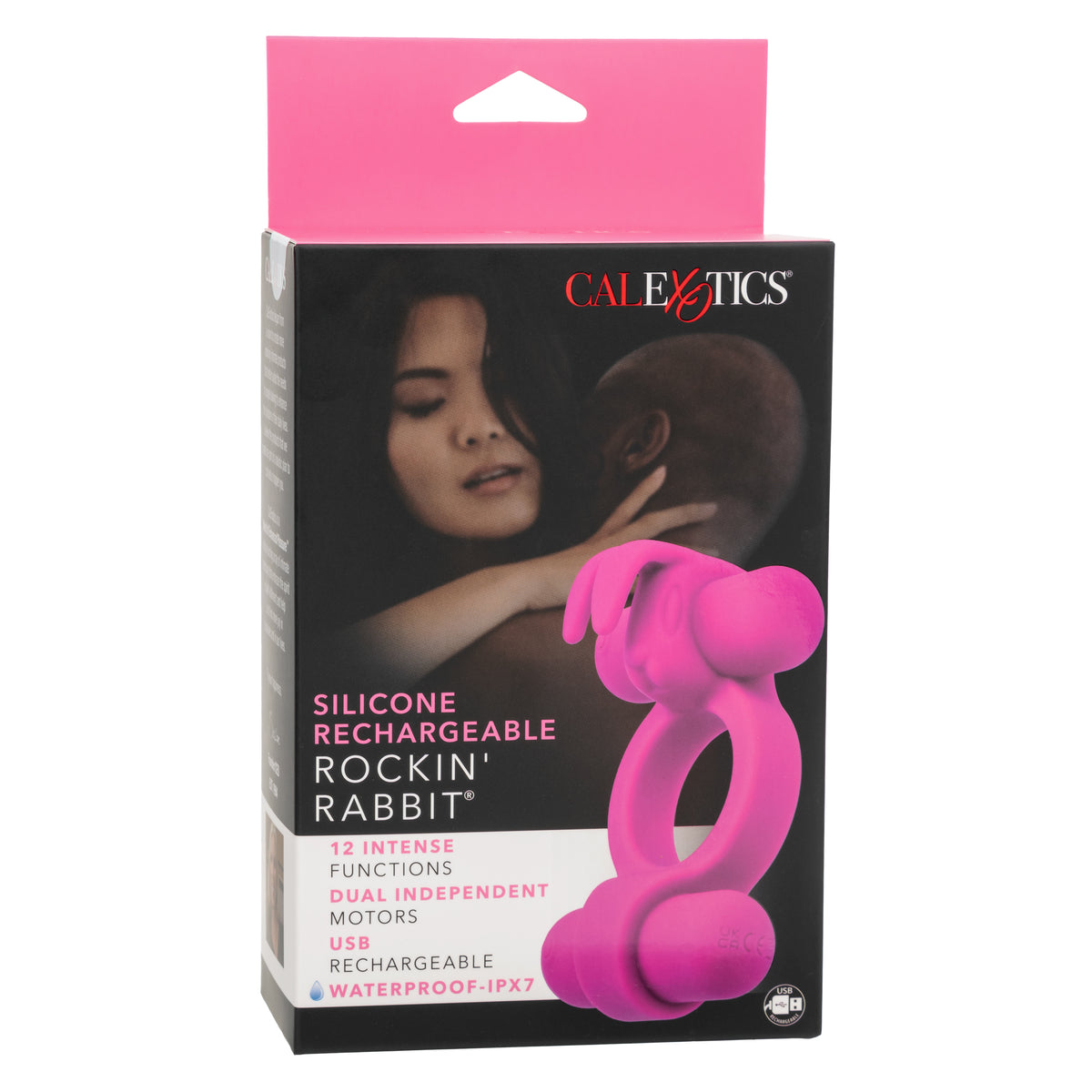 Silicone Rechargeable Rockin’ Rabbit Pink Couples Vibrator with Dual Independent Motors and 12 Intense Functions Waterproof IPX7 Default Title Cock Rings Vibrating
