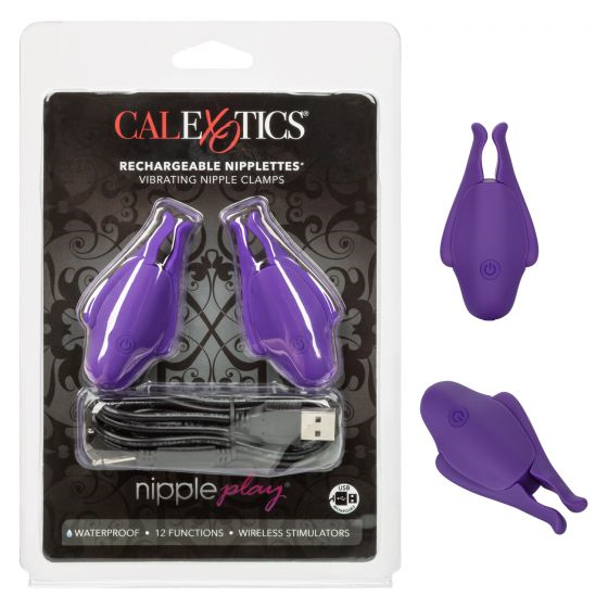 Nipple Play Rechargeable Nipplettes in Purple Vibrating Stimulators Purple Nipple Stimulators