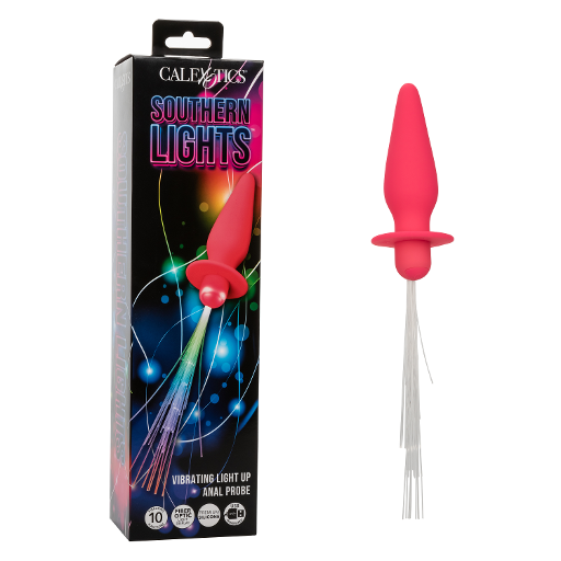Southern Lights Vibrating Light Up Anal Probe Pink Silicone 10-Function USB Rechargeable 40-Minute Playtime Pink Butt Plugs - Vibrating