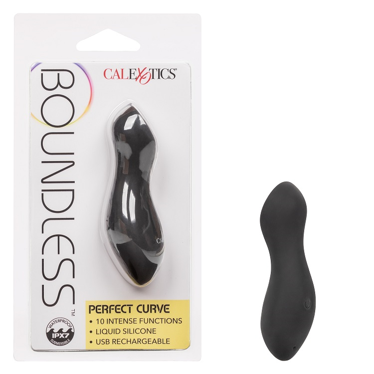 Boundless Perfect Curve Black Liquid Silicone USB Rechargeable Massager with 10 Intense Functions Waterproof Default Title VIBRATORS