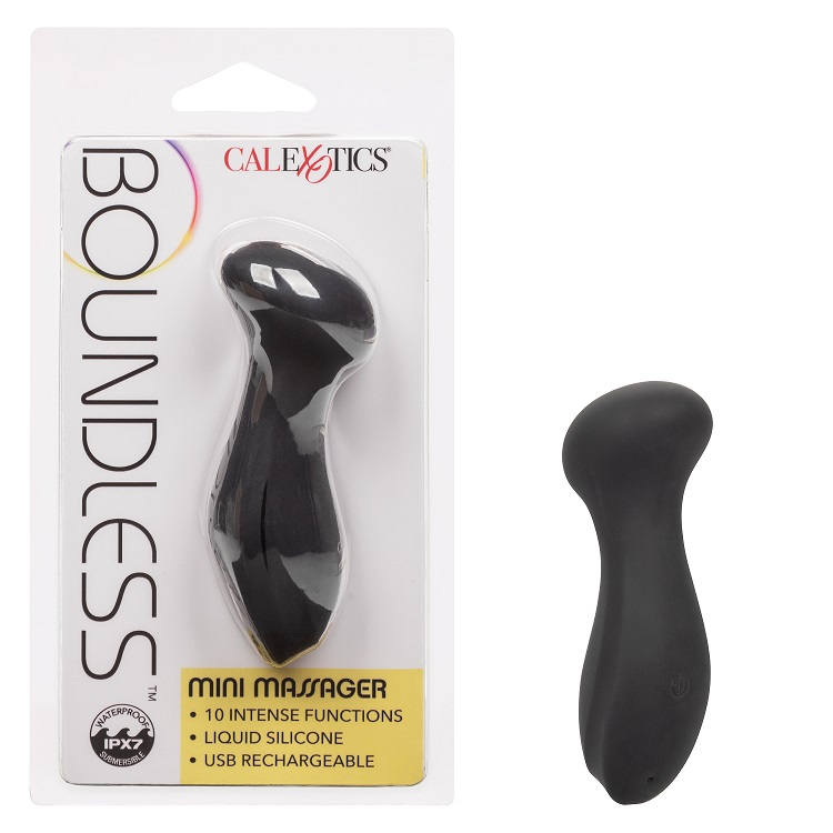 Boundless Mini Massager Black Liquid Silicone USB Rechargeable Waterproof with 10 Intense Functions Default Title Electric Massager