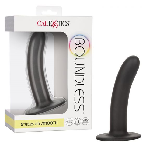 Boundless 6"/15.25cm Smooth Black Silicone Probe with Suction Cup Base Black Dongs Neutral