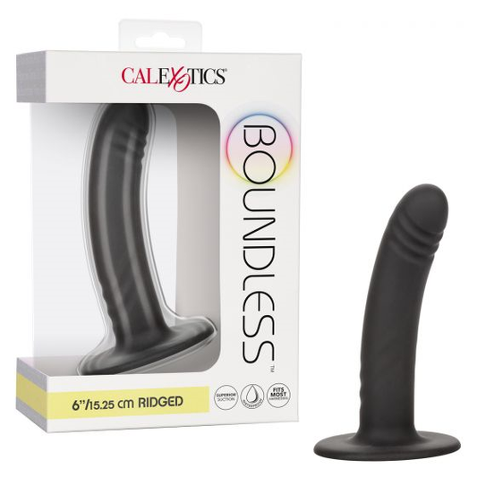 Boundless 6"/15.25cm Ridged Black Silicone Probe with Suction Cup Base Default Title DONGS