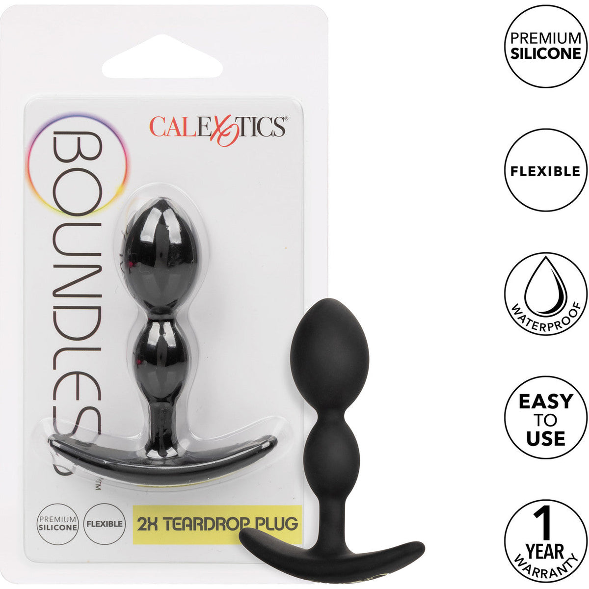 Boundless 2X Teardrop Plug Black Flexible Silicone 2 Bulb Size > Anal Range > Butt Plugs