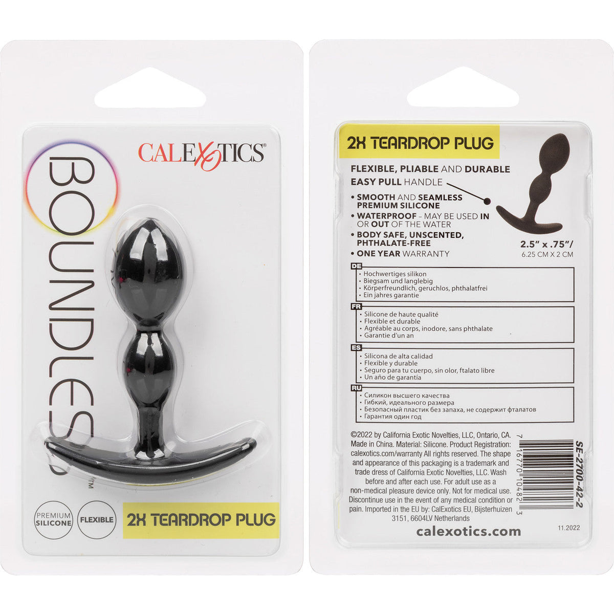 Boundless 2X Teardrop Plug Black Flexible Silicone 2 Bulb Size > Anal Range > Butt Plugs