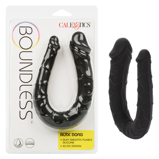 Boundless AC/DC Dong Black Silicone Double Dong with Satin Finish, Flexible U-Shaped Design Secondary image