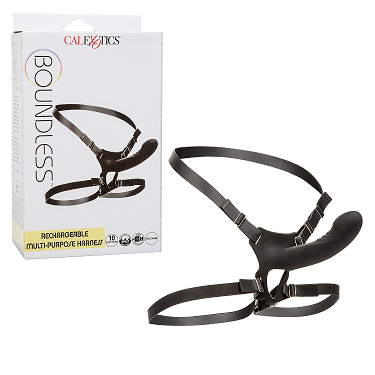 Boundless Rechargeable Multi-Purpose Black Silicone Harness with Adjustable Waist and Thigh Straps Default Title STRAP-ONS