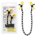 Boundless Nipple Teasers Adjustable Black Chain with Yellow Silicone Coated Clamps and Crystal Adornments > Sex Toys > Nipple Clamps