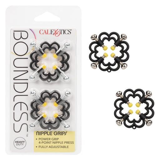Boundless Nipple Grips Heavy Duty Fully Adjustable 4-Point Press Clamp Set Black Nipple Stimulators