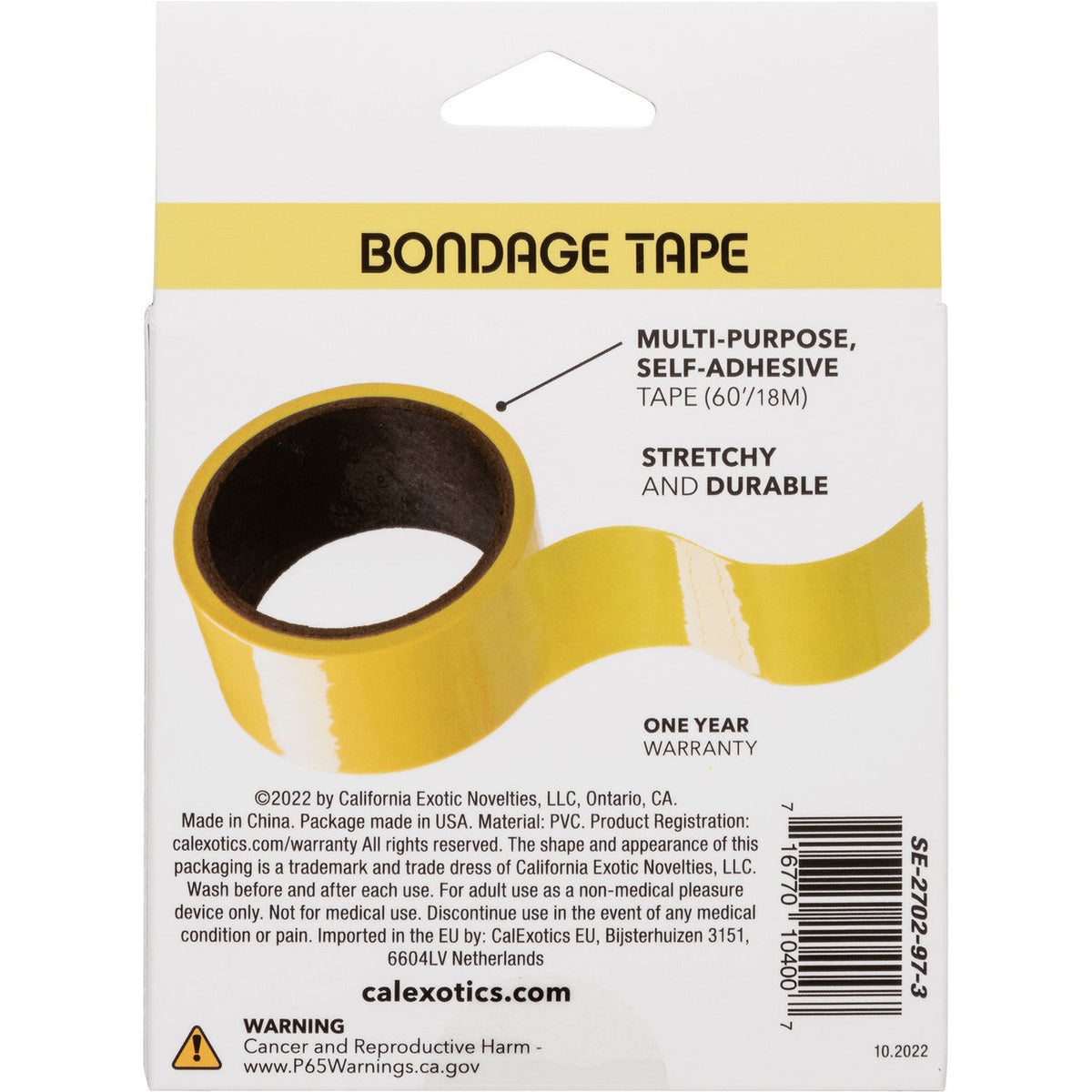 Boundless Bondage Tape Yellow 60 Feet Stretchy Durable Reusable Restraint Tape > Bondage Gear > Tape