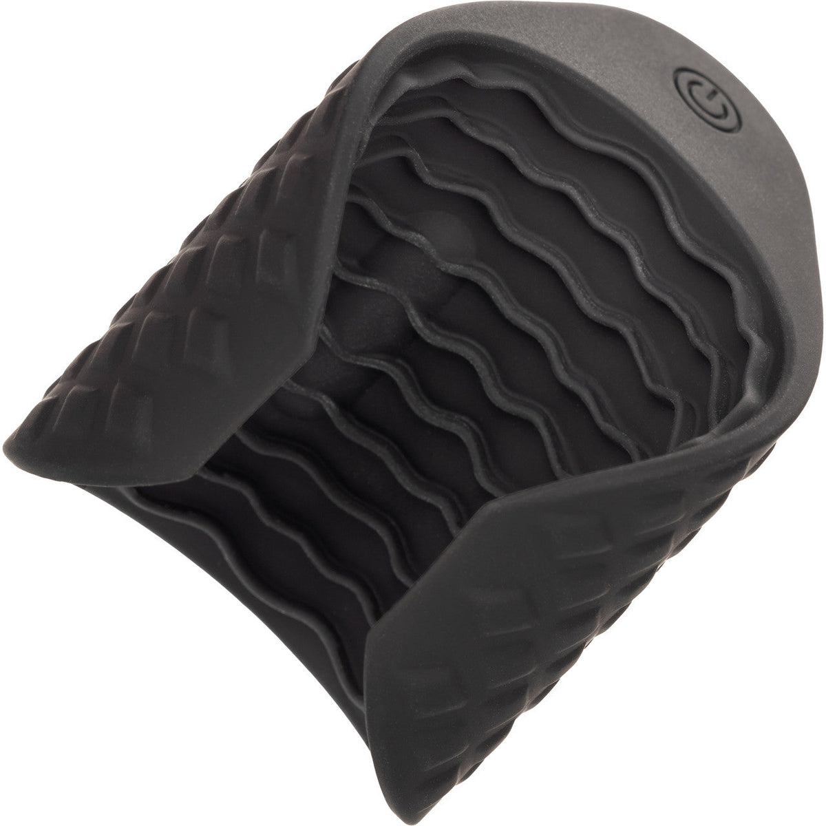 Boundless Grip Stroker Black Textured Silicone Handheld Masturbator with 10 Vibration Functions and Battery > Sex Toys For Men > Masturbators > Vibrating
