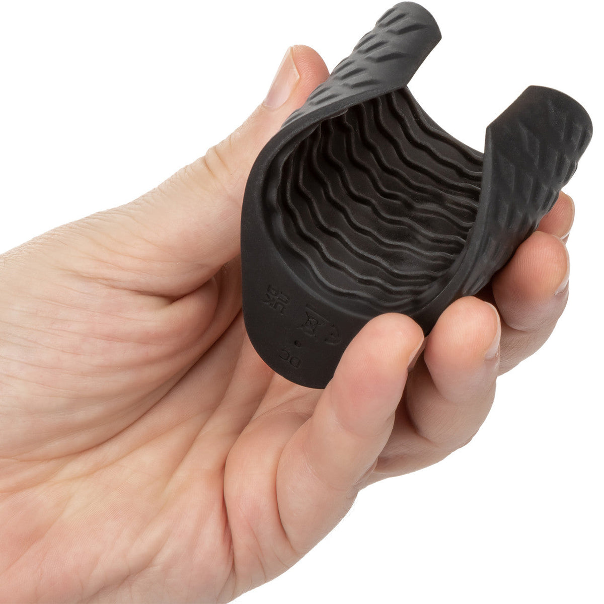 Boundless Grip Stroker Black Textured Silicone Handheld Masturbator with 10 Vibration Functions and Battery > Sex Toys For Men > Masturbators > Vibrating