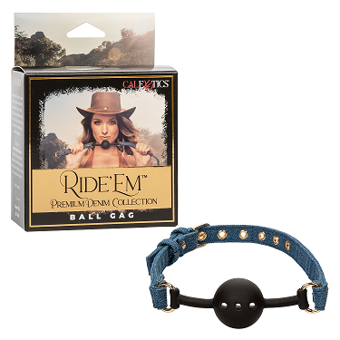 Ride 'Em Premium Denim Collection Blue Adjustable Breathable Silicone Ball Gag with Double-Padded Strap Default Title Gags