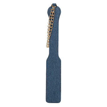 Ride 'Em Premium Denim Collection Paddle with Designer Chain Wrist Strap in Blue Denim Default Title Whips & Paddles