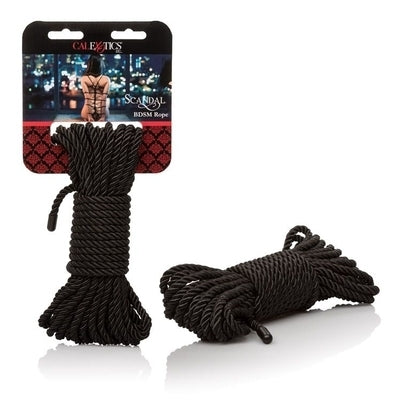 CalExotics Scandal BDSM Rope 32 Feet Silky Black Cotton Polyester Restraint Bondage Rope Black Rope