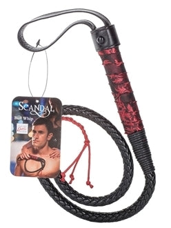 Scandal Red and Black Bull Whip with Designer Fabric Handle and Soft Tassels Multi Whips & Paddles