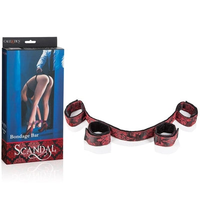 Scandal Red and Black Designer Polyester Bondage Bar with Adjustable Wrist and Ankle Cuffs Red Restraints