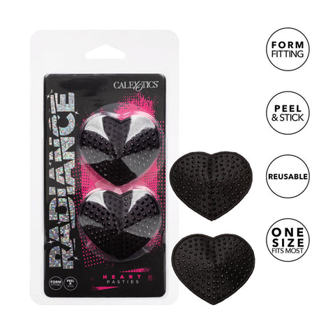 Radiance Black Heart Pasties Adhesive Nipple Covers Set Pasties