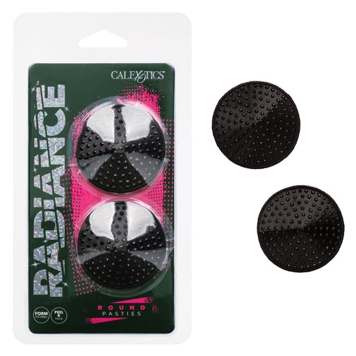 Radiance Round Pasties Black Reusable Sparkling Gem Accent Nipple Covers Black Pasties