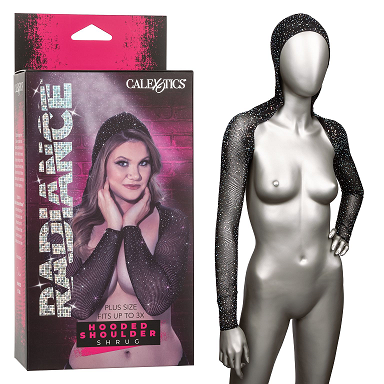Radiance Plus Size Black Rhinestone Hooded Shoulder Shrug Up to 3X Secondary image