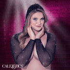 Calexotics Radiance Hooded Shoulder Shrug w Dazzling Rhinestone Accents Plus Size