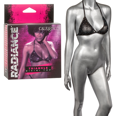 Radiance Triangle Bikini Top Black with Rhinestone Accents Adjustable Halter Size Standard Default Title Lingerie