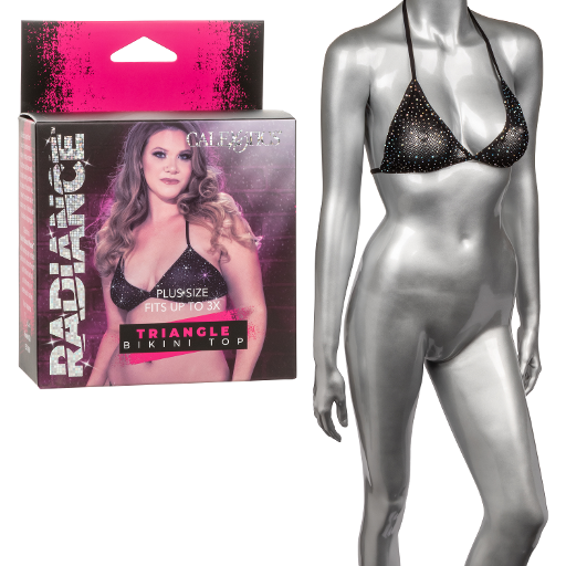 Radiance Plus Size Black Triangle Bikini Top with Rhinestone Accents, Fits Up to 3X Default Title Lingerie