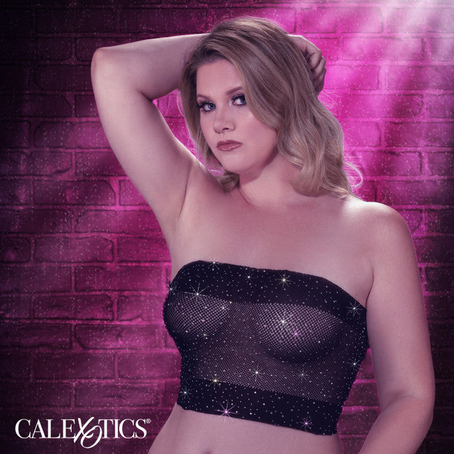 Radiance Plus Size Black Rhinestone Bandeau Top Fits Up to 3X Secondary image