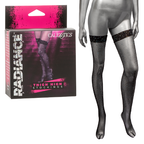 Radiance Black Rhinestone Mesh Thigh High Stockings with Stay-Up Support - One Size Default Title > Clothes > Hosiery > Stockings