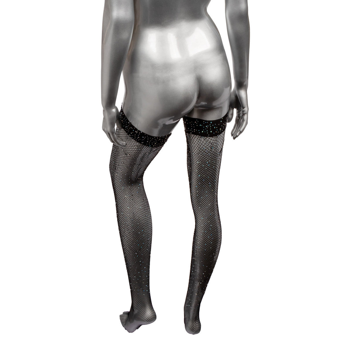 Radiance Black Rhinestone Mesh Thigh High Stockings with Stay-Up Support - One Size > Clothes > Hosiery > Stockings