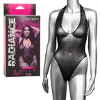 Radiance Plus Size Deep V Black Rhinestone Mesh Body Suit Size Up to 3X > Clothes > Plus Size Lingerie