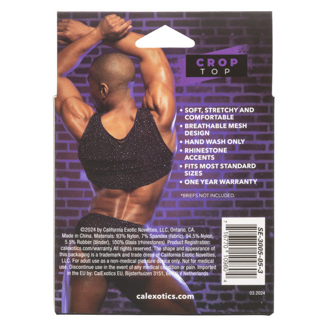 Radiance™ Black Mesh Crop Top with Iridescent Rhinestones - Breathable Sparkle Fit > Clothes > Mens Apparel