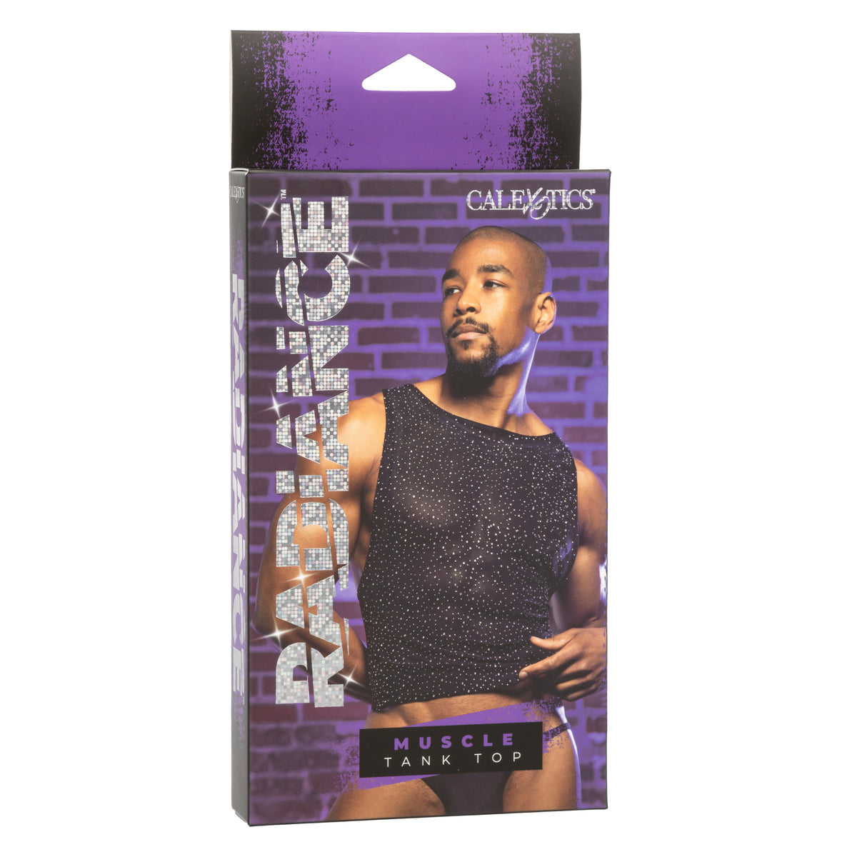 Radiance™ Black Sheer Mesh Muscle Tank Top with Iridescent Rhinestones Default Title menswear