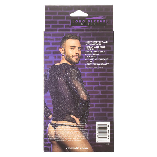 Radiance Black Sheer Long Sleeve Shirt with Rhinestone Accents > Clothes > Mens Apparel