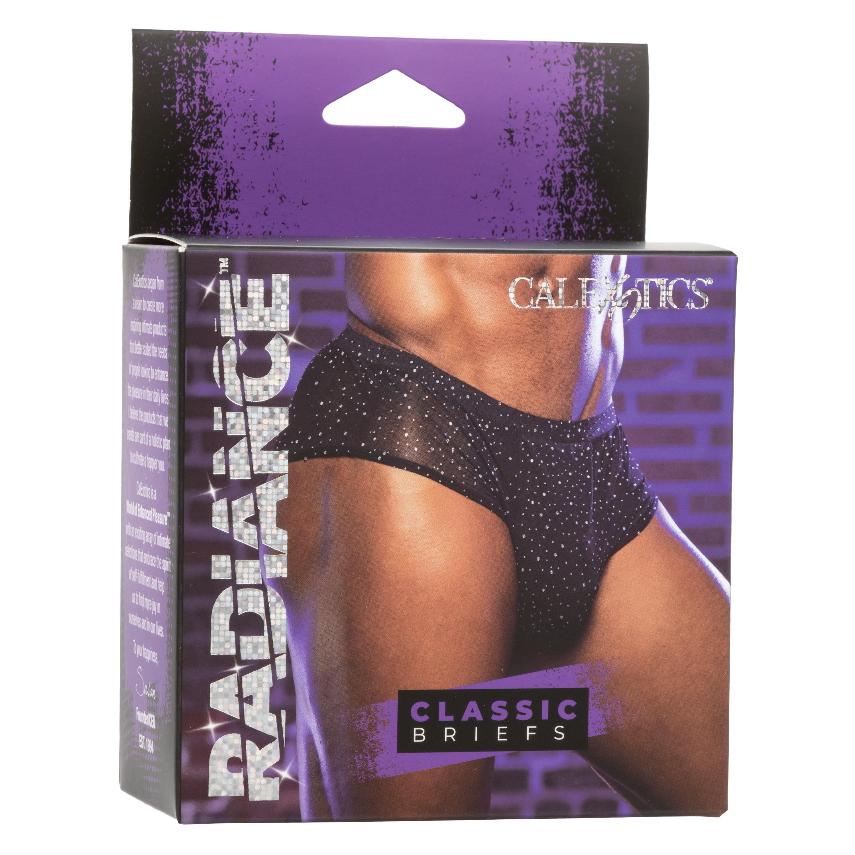 Radiance Classic Briefs Black Sheer Mesh with Iridescent Rhinestones Medium