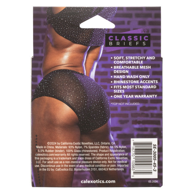 Radiance Classic Briefs Black Sheer Mesh with Iridescent Rhinestones Medium > Clothes > Mens Briefs