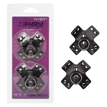 Euphoria Collection Black PU Coated Silicone O-Ring Pasties with Rivet Accents 3 Inch Default Title Pasties