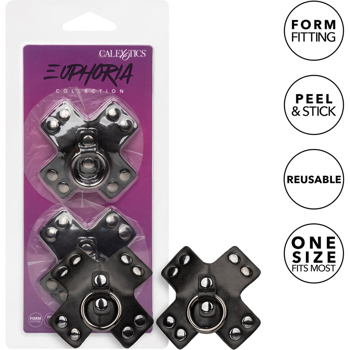 Euphoria Collection Black PU Coated Silicone O-Ring Pasties with Rivet Accents 3 Inch > Clothes > Pasties