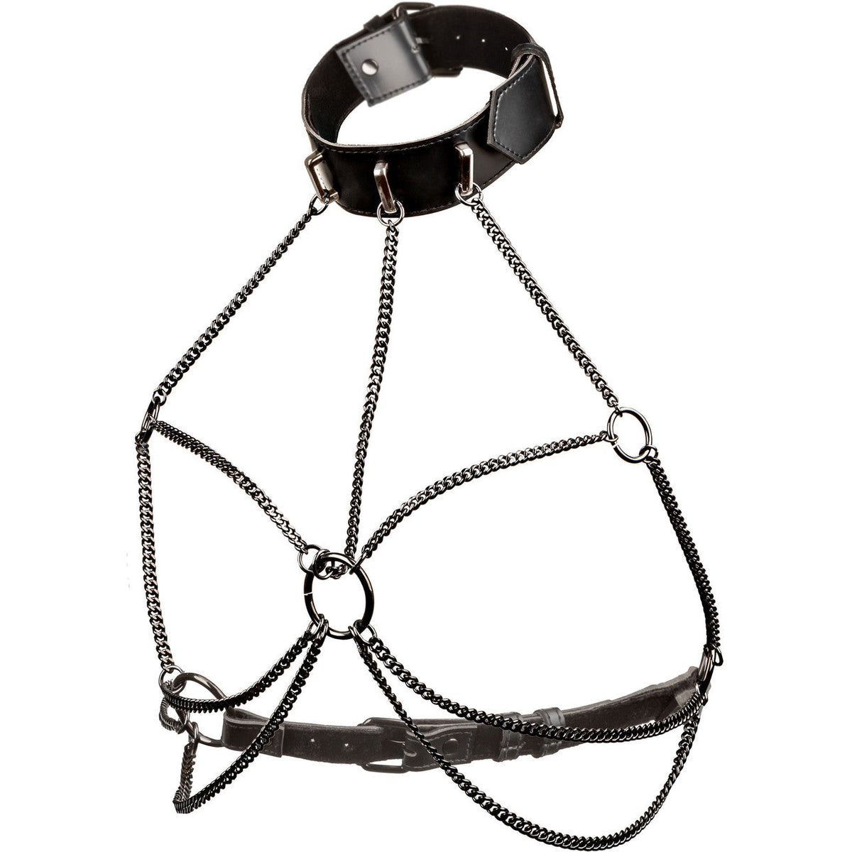 Euphoria Collection Multi Chain Collar Harness with Velvet Interior and Vegan Leather Exterior > Clothes > Womens Harnesses