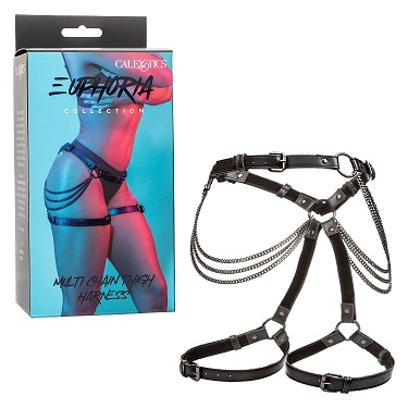 Euphoria Collection Multi Chain Thigh Harness Black Vegan Leather with Adjustable Waist and Thigh Straps Fits Waist up to 41.25 Inches and Thigh up to 28.75 Inches Default Title Womens Harnesses