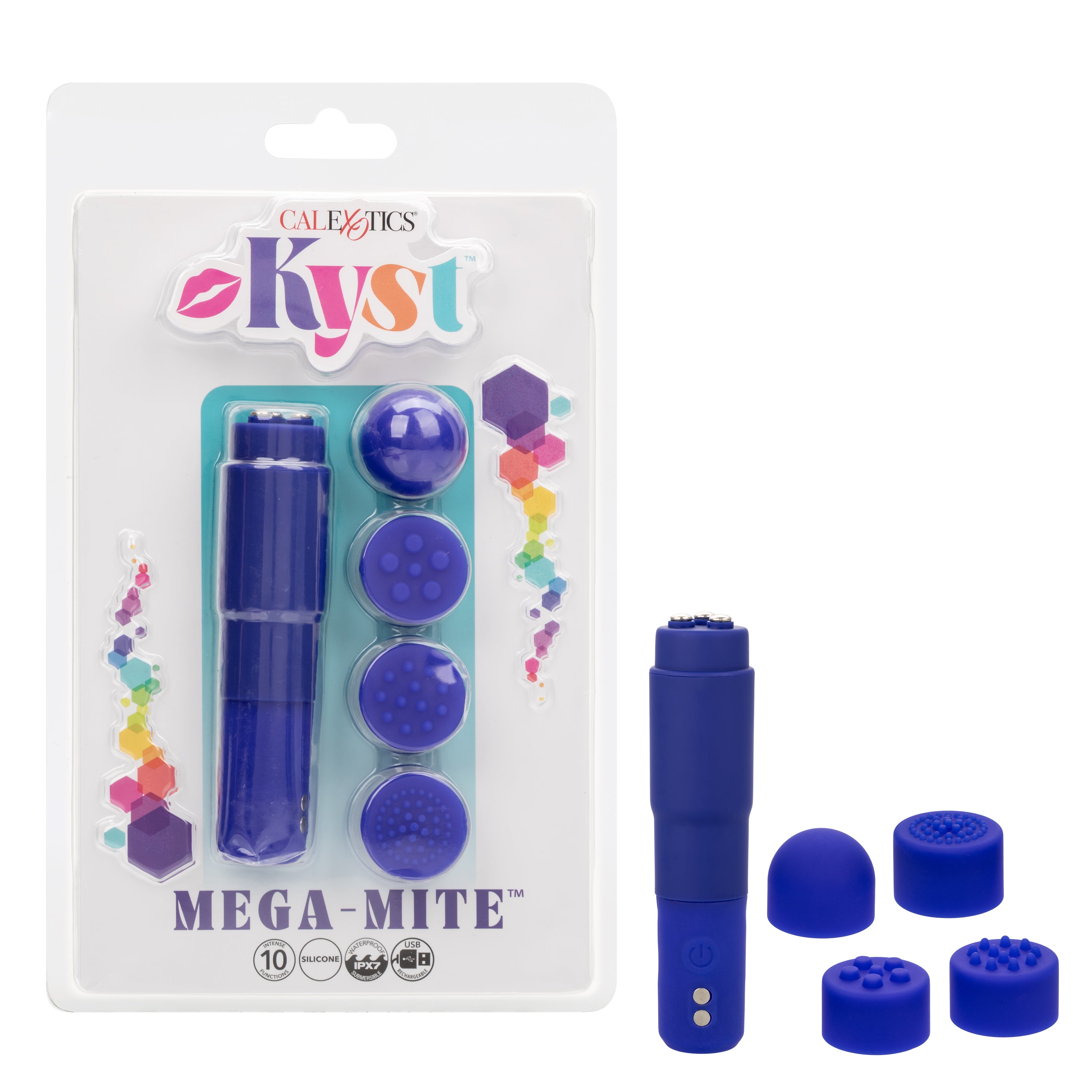 Kyst Mega-Mite Rechargeable Personal Stimulator with 4 Silicone Tips Purple Purple STIMULATORS